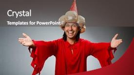  Presentation with wizard - Theme having merlin - funny wizard wearing red dress background and a dark gray colored foreground