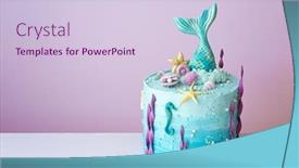 Presentation with birthday cake - Theme enhanced with mermaid birthday cake background and a lemonade colored foreground