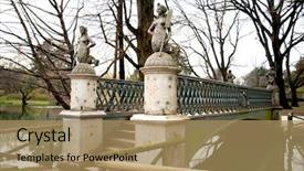  Presentation with mermaid - PPT theme featuring mermaids bridge at sempione park background and a coral colored foreground