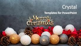  Presentation with christmas borders grunge border decoration - Amazing PPT theme having christmas decoration over dark background backdrop and a gray colored foreground