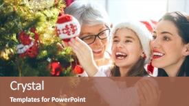  Presentation with loving mom - Beautiful theme featuring merry christmas and happy holidays backdrop and a red colored foreground