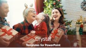  Presentation with grandma - Presentation consisting of merry christmas and happy holidays grandma grandpa mum and child exchanging gifts parents and daughters having fun near tree indoors loving family with presents in room background and a tawny brown colored foreground