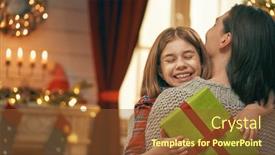  Presentation with loving mom - Colorful PPT theme enhanced with merry christmas and happy holidays cheerful mom and her cute daughter girl exchanging gifts parent and little child having fun near tree indoors loving family with presents in room backdrop and a tawny brown colored foreground