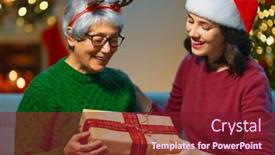  Presentation with loving mom - Slide set having merry-christmas-and-happy-holidays background and a tawny brown colored foreground