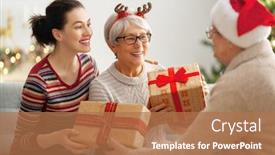  Presentation with loving mom - PPT layouts with merry-christmas-and-happy-holidays background and a coral colored foreground