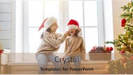  Presentation with christmas kids - PPT theme consisting of merry-christmas-and-happy-holidays background and a coral colored foreground