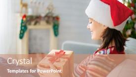  Presentation with christmas girl - PPT layouts with merry-christmas-and-happy-holidays background and a coral colored foreground