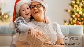  Presentation with child tree - Presentation theme featuring merry-christmas-and-happy-holidays background and a coral colored foreground