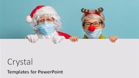  Presentation with face masks - Cool new slide set with merry-christmas-and-happy-holidays backdrop and a white colored foreground