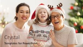  Presentation with loving mom - Beautiful theme featuring merry-christmas-and-happy-holidays backdrop and a coral colored foreground