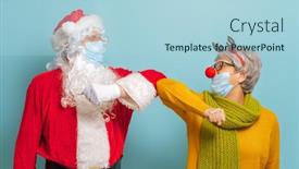  Presentation with face masks - PPT layouts having merry-christmas-and-happy-holidays background and a light blue colored foreground