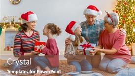  Presentation with grandma - Audience pleasing slide deck consisting of merry-christmas-and-happy-holidays backdrop and a coral colored foreground