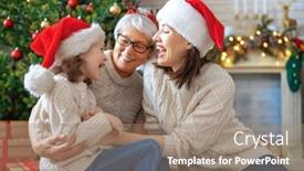  Presentation with loving mom - Beautiful PPT theme featuring merry-christmas-and-happy-holidays backdrop and a coral colored foreground