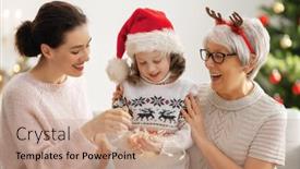  Presentation with loving mom - PPT layouts with merry-christmas-and-happy-holidays background and a coral colored foreground
