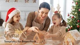  Presentation with christmas holiday gingerbread - Audience pleasing slide deck consisting of merry-christmas-and-happy-holidays backdrop and a coral colored foreground