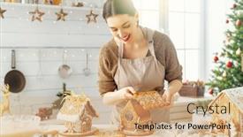  Presentation with christmas holiday gingerbread - Audience pleasing PPT theme consisting of merry-christmas-and-happy-holidays backdrop and a coral colored foreground