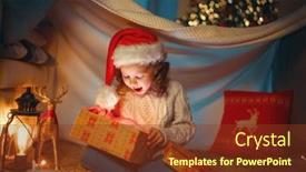  Presentation with child tree - Cool new slide deck with merry-christmas-and-happy-holidays backdrop and a tawny brown colored foreground