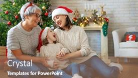  Presentation with loving mom - Colorful presentation theme enhanced with merry-christmas-and-happy-holidays backdrop and a coral colored foreground