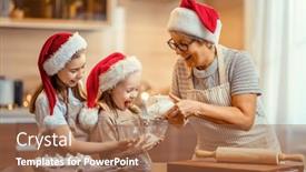  Presentation with grandma - Beautiful slide deck featuring merry-christmas-and-happy-holidays backdrop and a coral colored foreground