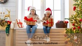  Presentation with christmas kids - Beautiful PPT theme featuring merry-christmas-and-happy-holidays backdrop and a coral colored foreground