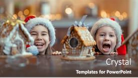  Presentation with christmas holiday gingerbread - Cool new slide deck with merry-christmas-and-happy-holidays backdrop and a tawny brown colored foreground