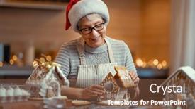  Presentation with christmas holiday gingerbread - Colorful slide deck enhanced with merry-christmas-and-happy-holidays backdrop and a tawny brown colored foreground