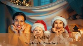  Presentation with loving mom - Beautiful theme featuring merry-christmas-and-happy-holidays backdrop and a coral colored foreground