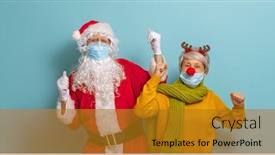  Presentation with face masks - PPT layouts consisting of merry-christmas-and-happy-holidays background and a gold colored foreground
