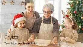  Presentation with food preparation - PPT theme featuring merry-christmas-and-happy-holidays background and a coral colored foreground
