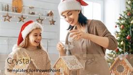  Presentation with christmas holiday gingerbread - Audience pleasing slide set consisting of merry-christmas-and-happy-holidays backdrop and a coral colored foreground