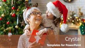  Presentation with child tree - Colorful PPT theme enhanced with merry-christmas-and-happy-holidays backdrop and a red colored foreground