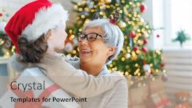  Presentation with child tree - Presentation design featuring merry-christmas-and-happy-holidays background and a mint green colored foreground