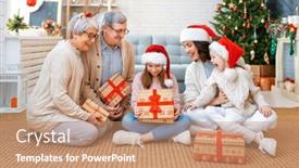  Presentation with grandma - Amazing PPT layouts having merry-christmas-and-happy-holidays backdrop and a coral colored foreground