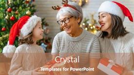  Presentation with child tree - Audience pleasing theme consisting of merry-christmas-and-happy-holidays backdrop and a coral colored foreground