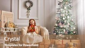  Presentation with child tree - Audience pleasing presentation theme consisting of kids gifts - merry christmas and happy holidays backdrop and a coral colored foreground