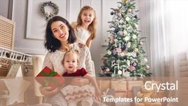  Presentation with parent children - Presentation design having merry christmas and happy holidays background and a coral colored foreground