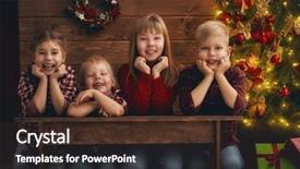  Presentation with christmas kids - Colorful slides enhanced with beautiful cute little kid backdrop and a tawny brown colored foreground