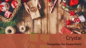  Presentation with christmas candy - Audience pleasing slides consisting of merry christmas and happy holidays backdrop and a red colored foreground