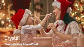  Presentation with christmas food - Amazing presentation design having merry christmas and happy holidays backdrop and a coral colored foreground