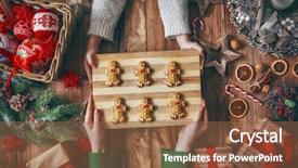  Presentation with christmas candy - Amazing slide deck having food happiness - merry christmas and happy holidays backdrop and a tawny brown colored foreground