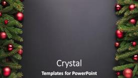  Presentation with christmas black - Amazing PPT theme having merry christmas and happy new year background decorative border of fir branches and christmas balls on a black background backdrop and a dark gray colored foreground