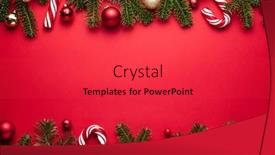  Presentation with frame border - Presentation theme consisting of merry christmas and happy new year border frame on red background festive decor of fir branches christmas balls and candy cane background and a red colored foreground