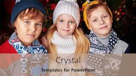  Presentation with christmas party - Slide deck featuring merry-christmas-and-happy-new background and a coral colored foreground