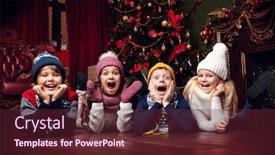  Presentation with christmas party - Cool new theme with merry-christmas-and-happy-new backdrop and a tawny brown colored foreground