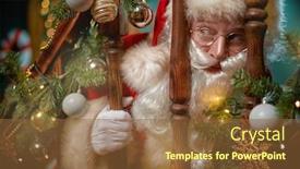  Presentation with jolly - Slide deck having merry-christmas-and-happy-new background and a tawny brown colored foreground