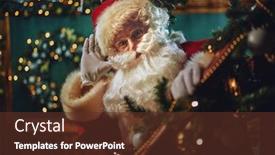  Presentation with jolly - Cool new slide deck with merry-christmas-and-happy-new backdrop and a tawny brown colored foreground