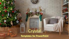  Presentation with happy holidays - Theme featuring merry-christmas-and-happy-new background and a tawny brown colored foreground