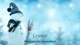  Presentation with new year card - Theme featuring merry-christmas-and-happy-new background and a arctic colored foreground