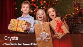  Presentation with celebrate - Beautiful slide set featuring merry-christmas-and-happy-new backdrop and a tawny brown colored foreground