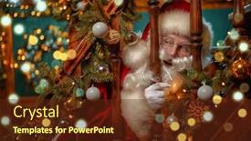  Presentation with jolly - Slide set featuring merry-christmas-and-happy-new background and a tawny brown colored foreground